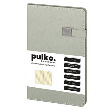 PULKO Notebook Not Defteri, (13x21cm), Termo Deri, Sert Kapak, 224 Sayfa, Çizgili, 012, Gri