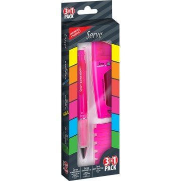 Serve 3'lü Kalem Seti Deep, Double, Steps Pembe