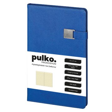 PULKO Notebook Not Defteri, (13x21cm), Termo Deri, Sert Kapak, 224 Sayfa, Çizgili, 012, Lacivert