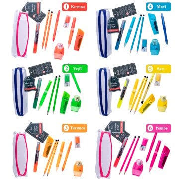 SERVE Forfait de fournitures scolaires tout compris, (Surligneur liquide, crayon graphite, stylo à bille et crayon à 0,7 mm + gomme E-Bot, gomme BurGo et mine de rechange Double 0,7),