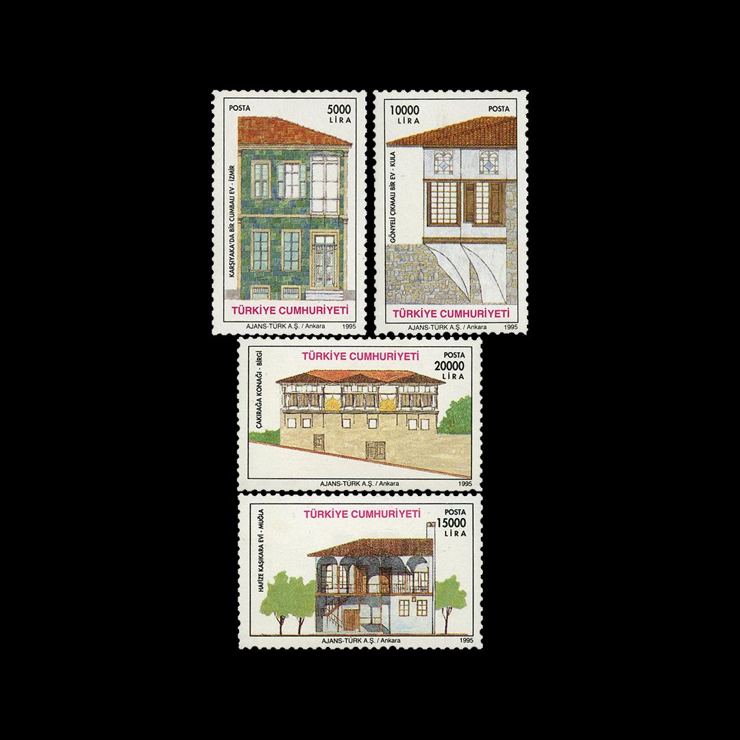 Traditional Turkish Houses (7 July 1995) - Republic of Turkey Stamp Collection