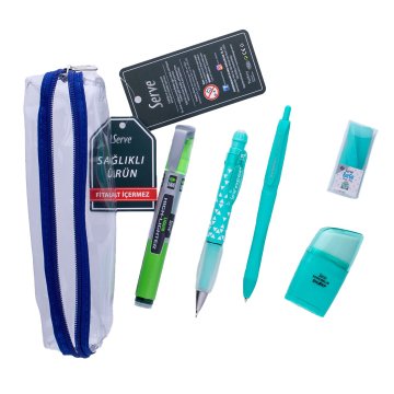 SERVE Pastel Tonlar Yıldız 5'li Kırtasiye Seti, Taze Yeşil