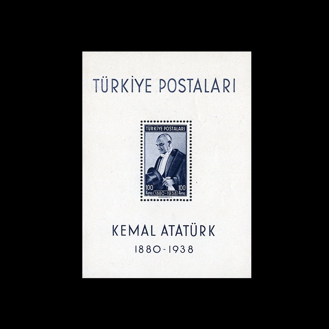 Atatürk'ün Vefatının 1. Yıldönümü Hatıra Bloku (3 Ocak 1940) - Türkiye Cumhuriyeti Pul Koleksiyonu