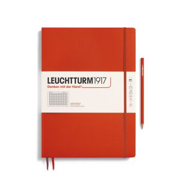 Leuchtturm1917 Master Slim (A4+), 123 sayfa Not Defteri, Tilki Kırmızısı - Kareli