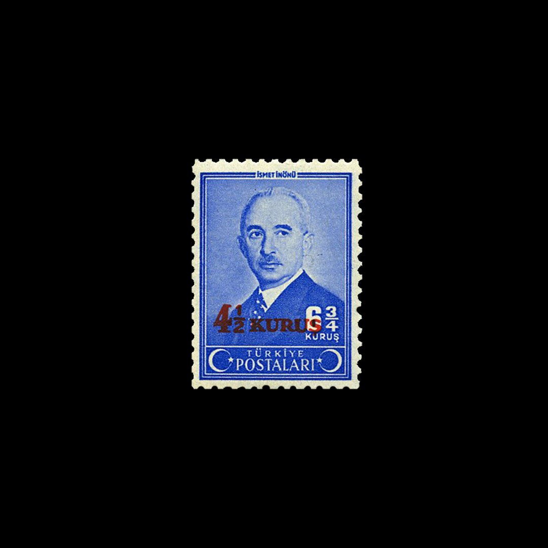4.5 Kuruş Sürşarjlı Posta Pulu (1943) - Türkiye Cumhuriyeti Pul Koleksiyonu