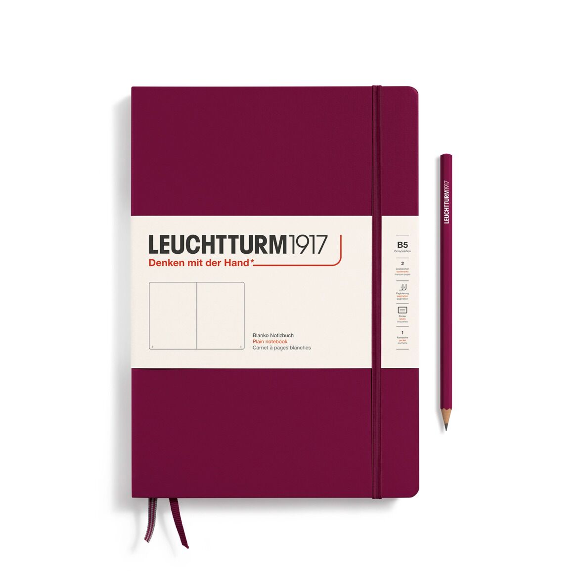 Leuchtturm1917 Not Defteri Tablet Boy (B5), Sert Kapak, 219 Numaralandırılmış Sayfa Liman Kırmızısı - Düz