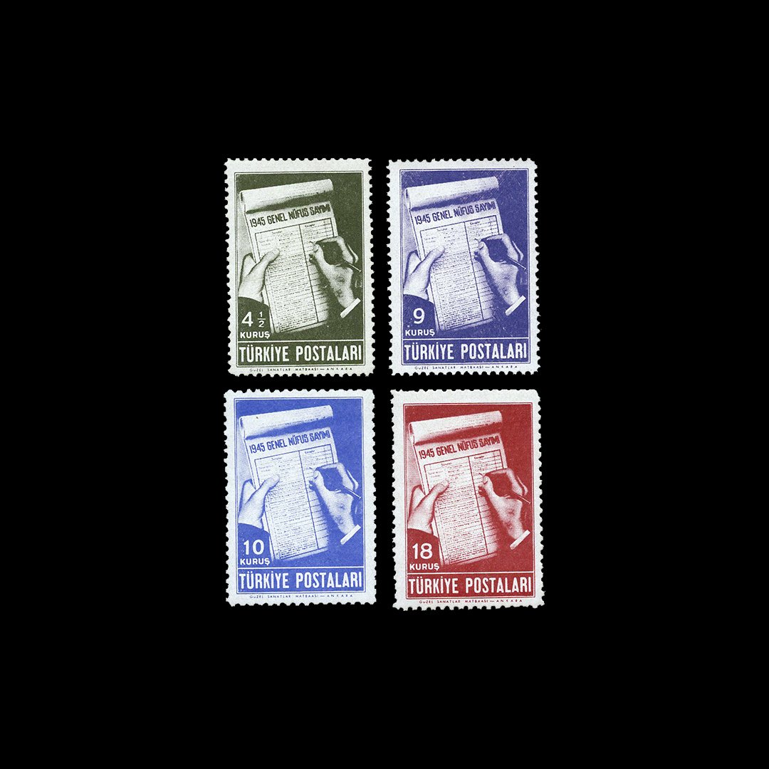 Recensement Général de la Population (21 octobre 1945) - Collection de Timbres de la République de Turquie