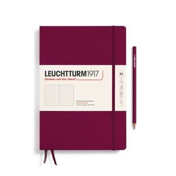 Leuchtturm1917 Not Defteri Tablet Boy (B5), Sert Kapak, 219 Numaralandırılmış Sayfa Liman Kırmızısı - Noktalı