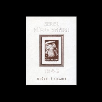 Nüfus Sayımı Hatıra Bloku (21 Ekim 1945)  - Türkiye Cumhuriyeti Pul Koleksiyonu