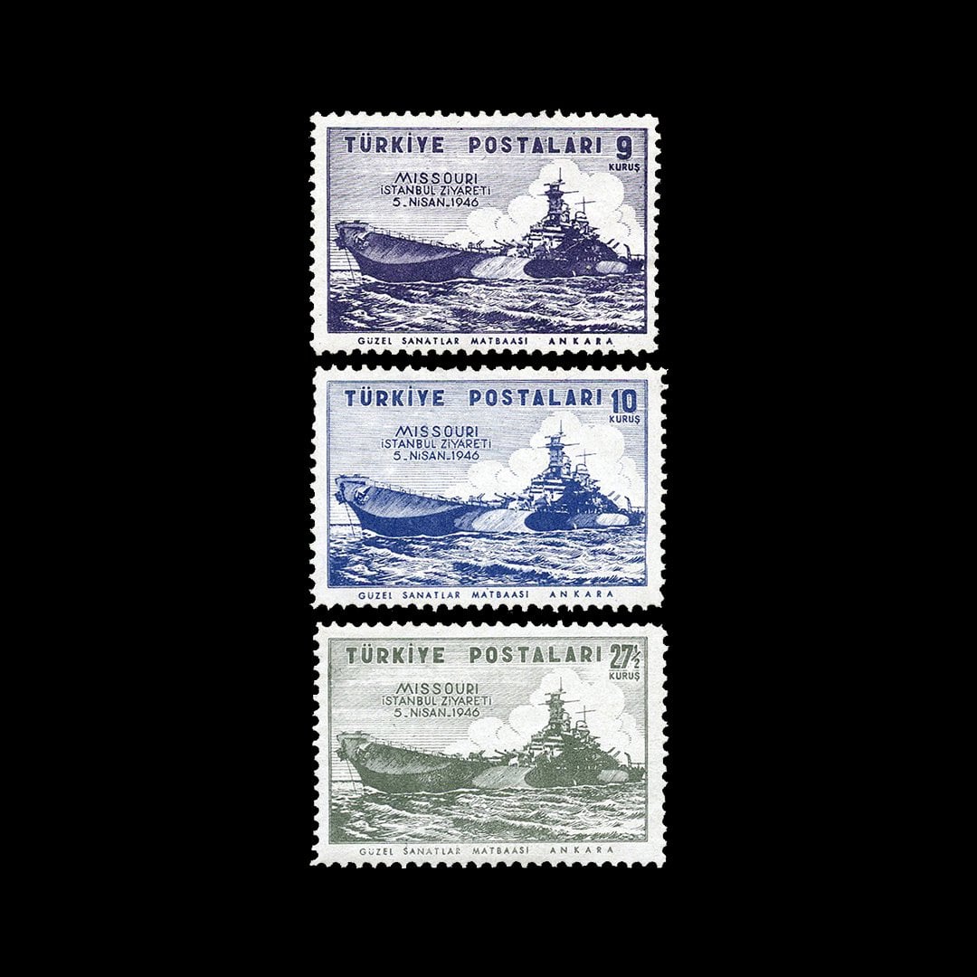 Визит броненосца Миссури в Стамбул (5 апреля 1946) - Коллекция марок Турецкой Республики
