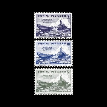 Visite du Missouri croiseur à Istanbul (5 avril 1946) - Collection de timbres de la République de Turquie