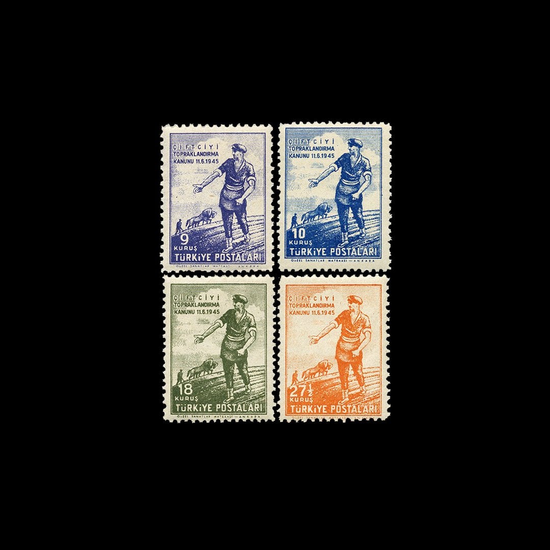 Gesetz zur Bodenreform für Landwirte (16. Juni 1946) - Briefmarkensammlung der Republik Türkei