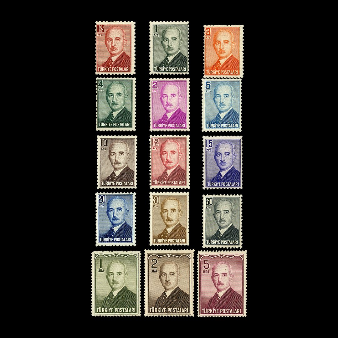 Londoner Ausgabe İnönü Postwertzeichen (1. März 1948) - Briefmarkensammlung der Republik Türkei