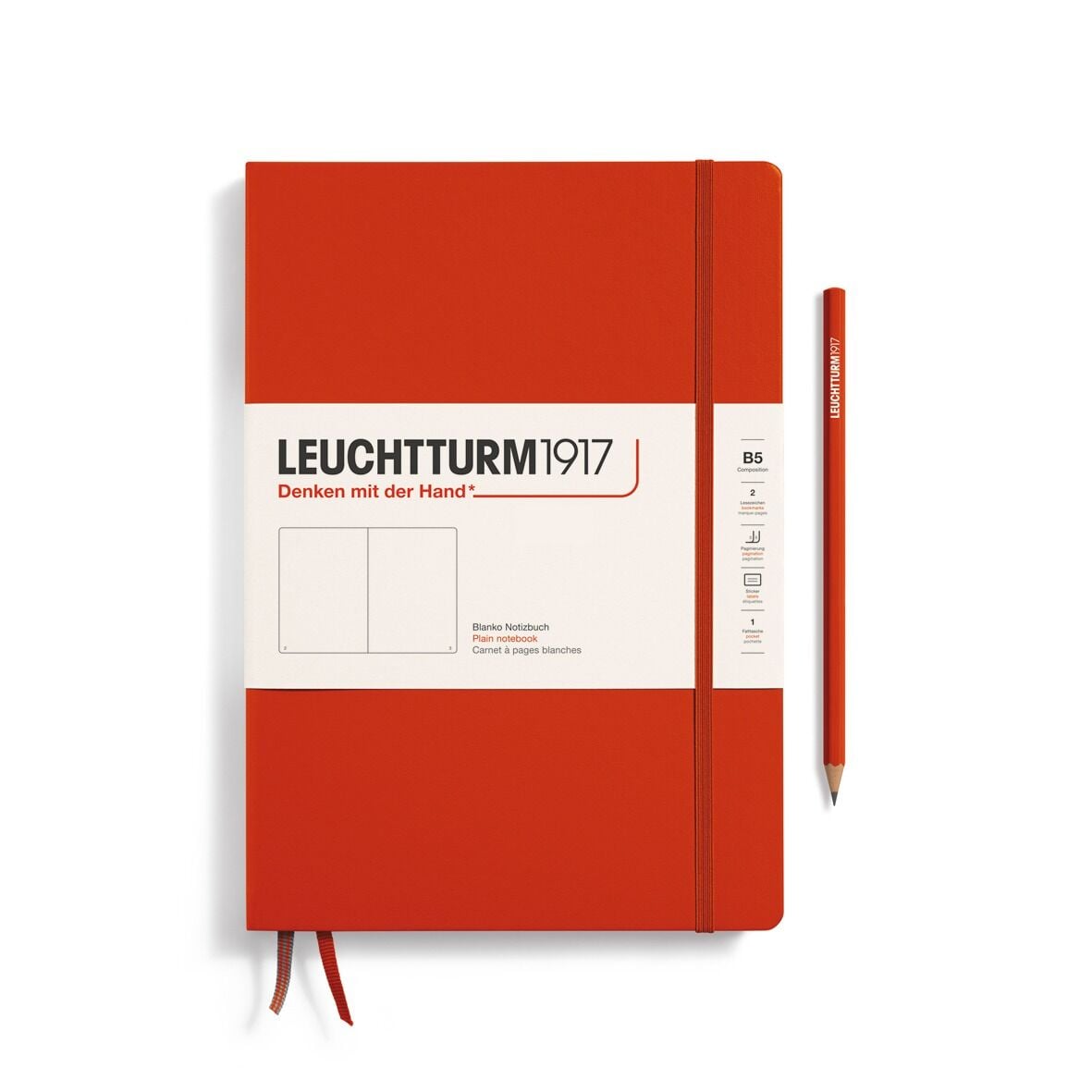 Leuchtturm1917 Not Defteri Tablet Boy (B5), Sert Kapak, 219 Numaralandırılmış Sayfa Tilki Kırmızısı - Düz