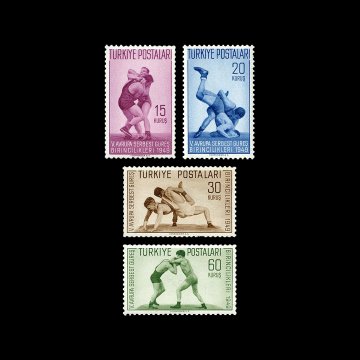 5. Avrupa Serbest Güreş Birincilikleri (3 Haziran 1949) - Türkiye Cumhuriyeti Pul Koleksiyonu