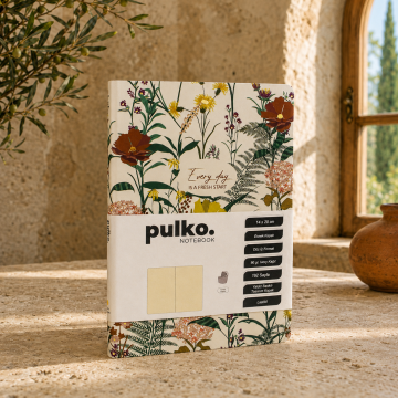 PULKO Notebook Every Day Is A Fresh Start Serisi, (14x20cm), 90gr. Ivory Kağıt, 192 Sayfa, Esnek Kapak, Düz, Forest Umber