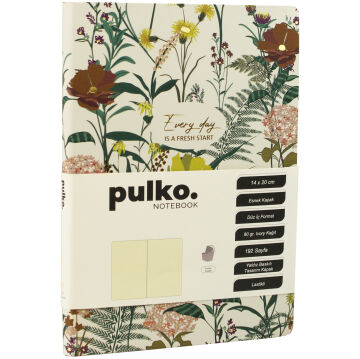 PULKO Notebook Every Day Is A Fresh Start Serisi, (14x20cm), 90gr. Ivory Kağıt, 192 Sayfa, Esnek Kapak, Düz, Forest Umber