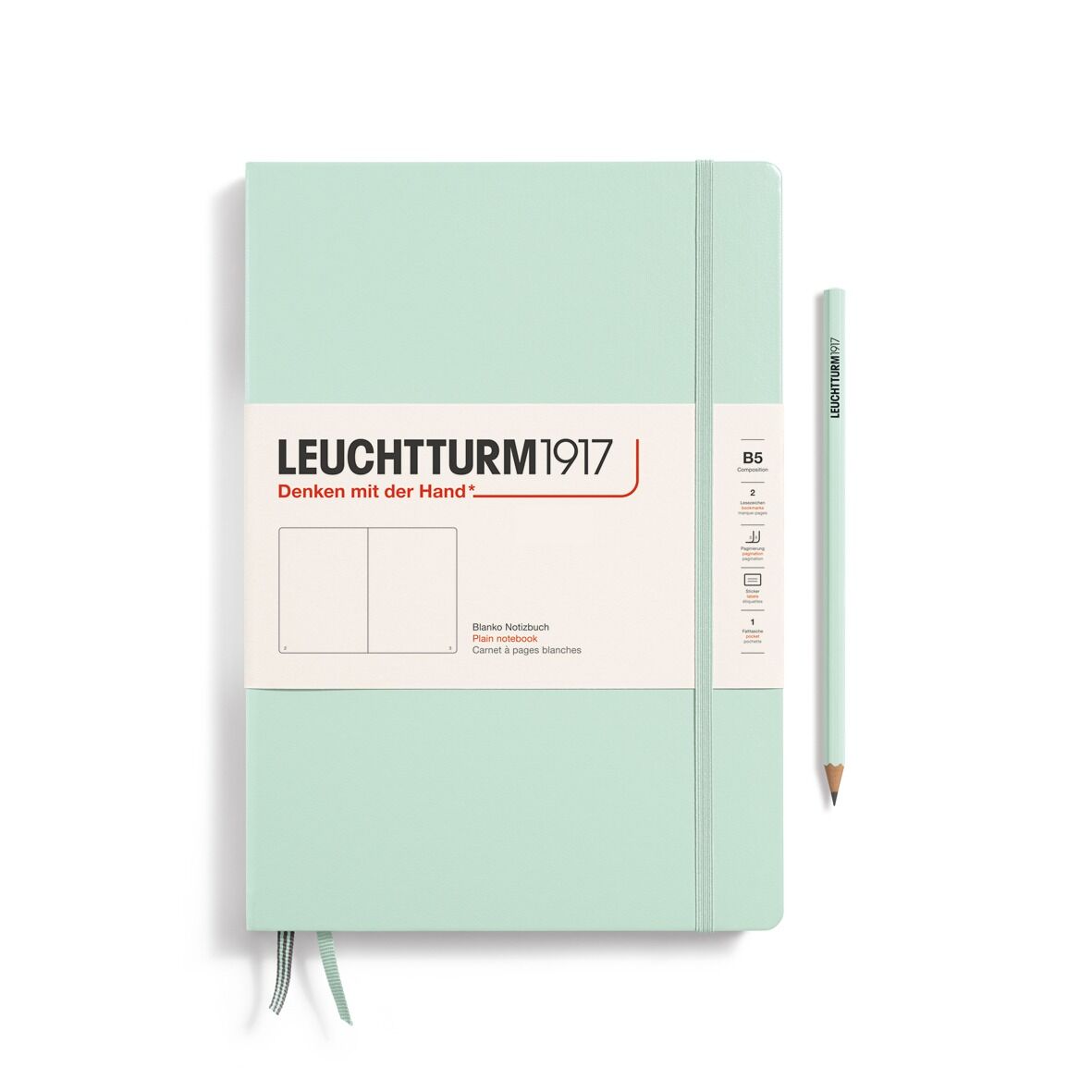 Leuchtturm1917 Not Defteri Tablet Boy (B5), Sert Kapak, 219 Numaralandırılmış Sayfa Nane Yeşili - Düz