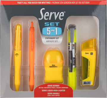SERVE 5'li Kırtasiye Seti 07mm, Sarı