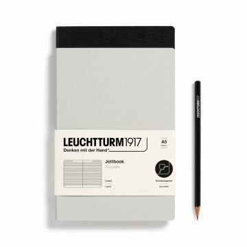 Leuchtturm1917 Jottbook Not Defteri, Orta Boy (A5), Esnek Kapak, 2'li Paket, 80 gr, 59 Numaralandırılmış Sayfa, Çizgili, Açık Gri-Siyah