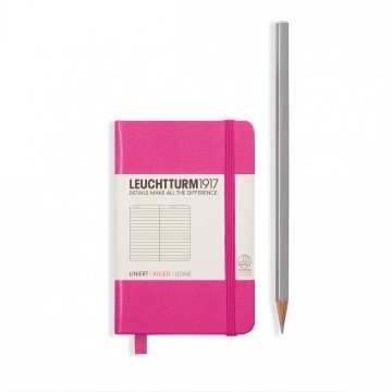 Leuchtturm1917 Not Defteri Mini Boy (A7), Sert Kapak, 169 Numaralandırılmış Sayfa, (Yeni) Pembe - Çizgili