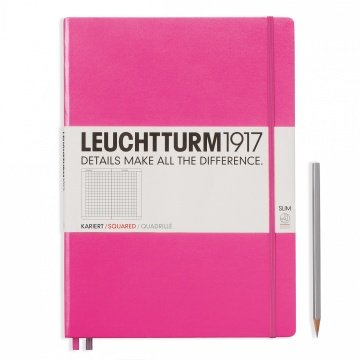 Leuchtturm1917 Master Slim (A4+), 123 sayfa Not Defteri, (Yeni) Pembe - Kareli