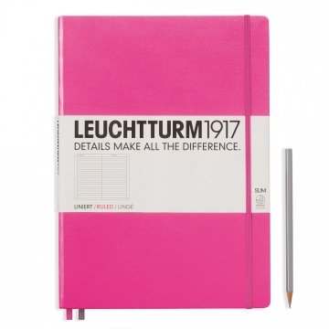 Leuchtturm1917 Master Slim (A4+), 123 sayfa Not Defteri, (Yeni) Pembe - Çizgili