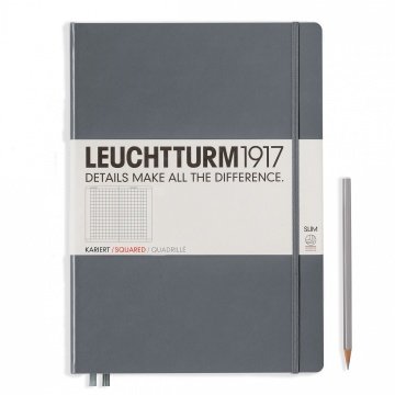 Leuchtturm1917 Master Slim (A4+), 123 sayfa Not Defteri, Antrasit Gri - Kareli