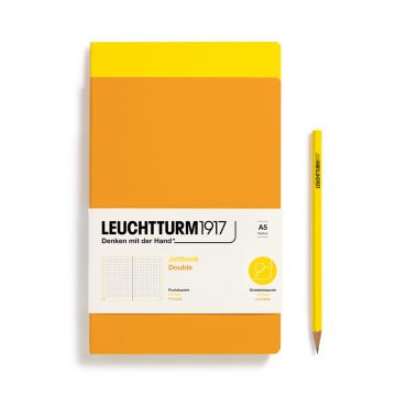 Leuchtturm1917 Jottbook Not Defteri, Orta Boy (A5), Esnek Kapak, 2'li Paket, 80 gr, 59 Numaralandırılmış Sayfa, Noktalı, Limon Sarısı-Gündoğumu Sarı