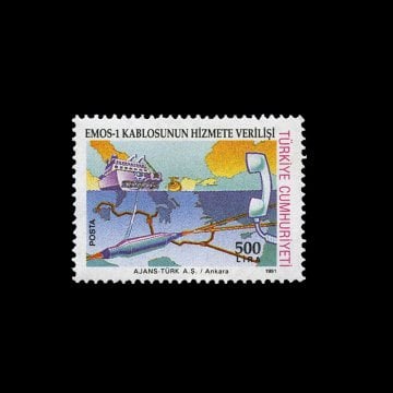EMOS-I Kablosunun Hizmete Verilişi Konulu Sürekli Seri (13 Mayıs 1991) - Türkiye Cumhuriyeti Pul Koleksiyonu