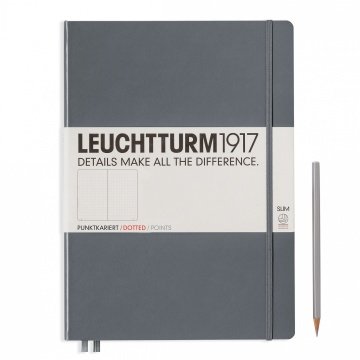 Leuchtturm1917 Master Slim (A4+), 123 sayfa Not Defteri, Antrasit Gri - Noktalı