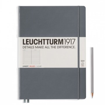 Leuchtturm1917 Master Slim (A4+), 123 sayfa Not Defteri, Antrasit Gri - Çizgili