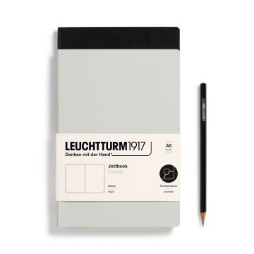 Leuchtturm1917 Jottbook Not Defteri, Orta Boy (A5), Esnek Kapak, 2'li Paket, 80 gr, 59 Numaralandırılmış Sayfa, Düz, Açık Gri-Siyah