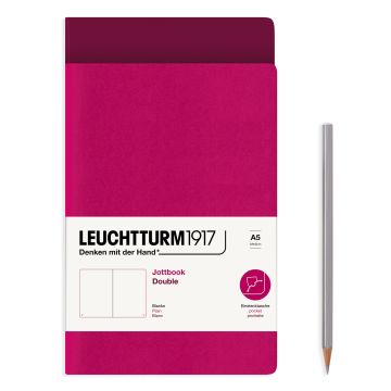 Leuchtturm1917 Jottbook Not Defteri, Orta Boy (A5), Esnek Kapak, 2'li Paket, 80 gr, 59 Numaralandırılmış Sayfa, Düz, Vişne-Liman Kırmızısı