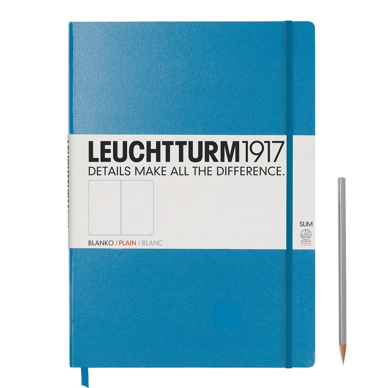 Leuchtturm1917 Master Slim (A4+), 123 sayfa Not Defteri, Azur Mavi - Düz
