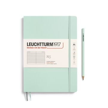 Leuchtturm1917 Not Defteri Tablet Boy (B5), Yumuşak Kapak, 123 Numaralandırılmış Sayfa, Nane Yeşili - Çizgili