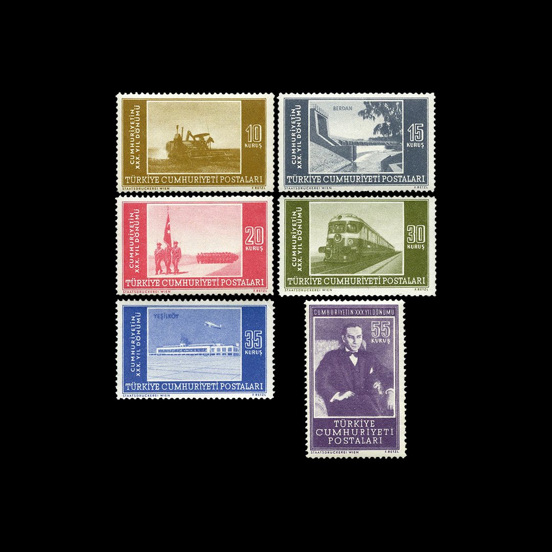 Тридцатая годовщина Республики (29 октября 1953 года) - Коллекция марок Турецкой Республики
