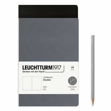 Leuchtturm1917 Jottbook Not Defteri, Orta Boy (A5), Esnek Kapak, 2'li Paket, 80 gr, 59 Numaralandırılmış Sayfa, Düz, Antrasit Gri-Siyah