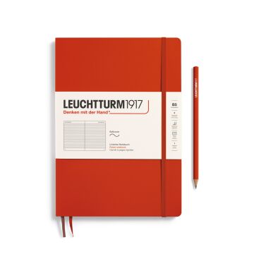 Leuchtturm1917 Not Defteri Tablet Boy (B5), Yumuşak Kapak, 123 Numaralandırılmış Sayfa, Tilki Kırmızısı - Çizgili