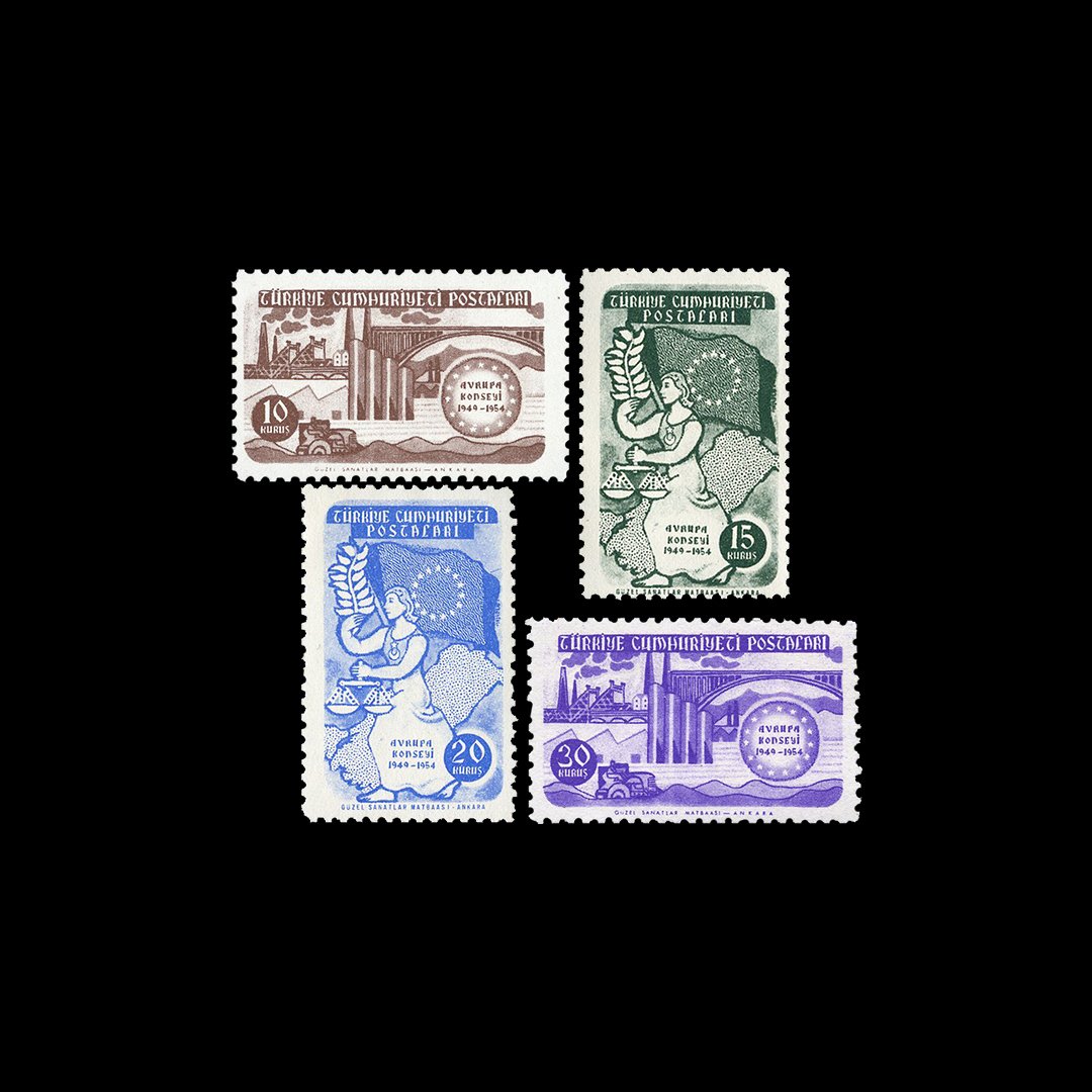5. Jahrestag des Europarats (8. August 1954) - Briefmarkensammlung der Republik Türkei