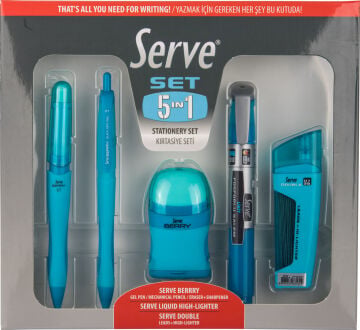 SERVE 5'li Kırtasiye Seti 07mm, Mavi