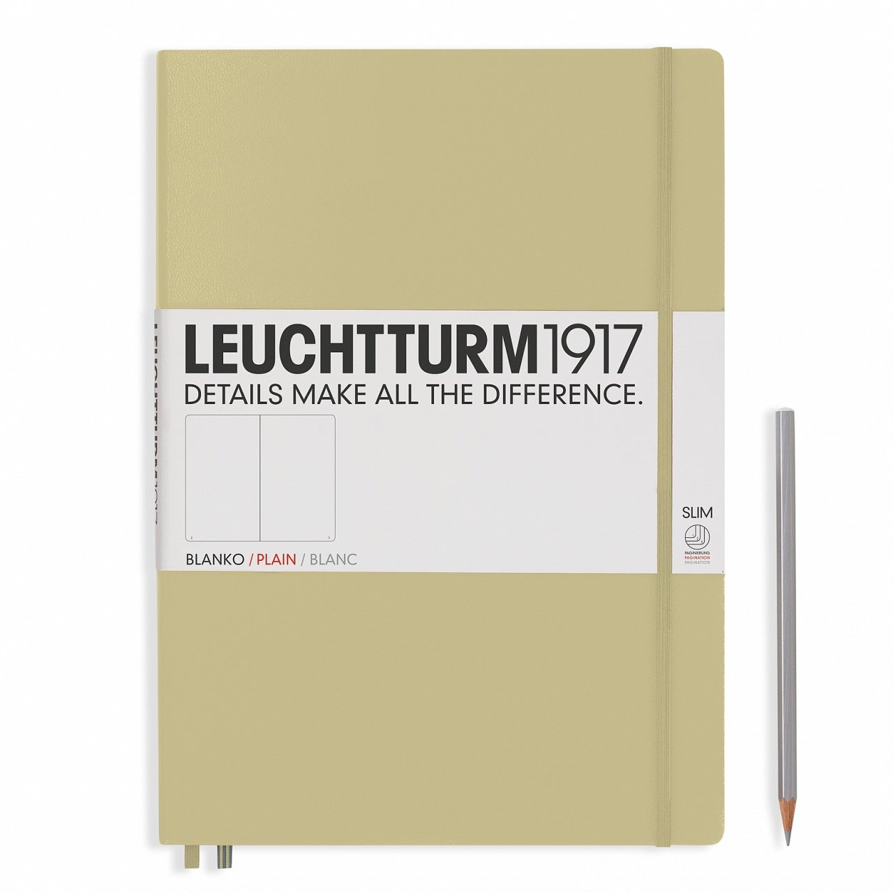 Leuchtturm1917 Master Slim (A4+), 123 sayfa Not Defteri, Kum Gri - Düz