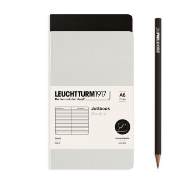 Leuchtturm1917 Jottbook Not Defteri, Cep Boy (A6), Esnek Kapak, 2'li Paket, 80 gr, 59 Numaralandırılmış Sayfa,Çizgili Açık Gri-Siyah