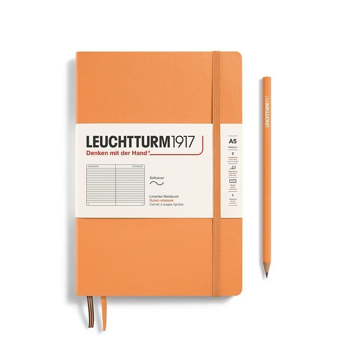 Leuchtturm1917 Not Defteri Orta Boy (A5), Yumuşak Kapak, 121 Numaralandırılmış Sayfa, Kayısı - Çizgili