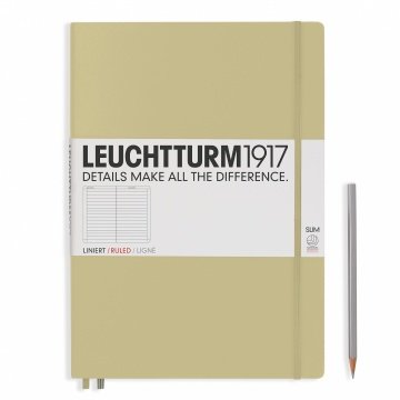 Leuchtturm1917 Master Slim (A4+), 123 sayfa Not Defteri, Kum Gri - Çizgili