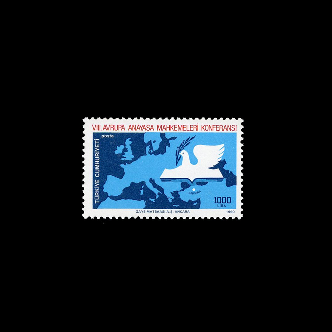 8. Avrupa Anayasal Mahkemeleri Konferansı (7 Mayıs 1990) - Türkiye Cumhuriyeti Pul Koleksiyonu