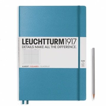 Leuchtturm1917 Master Slim (A4+), 123 sayfa Not Defteri, Kuzey Mavi - Kareli