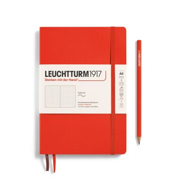 Leuchtturm1917 Not Defteri Orta Boy (A5), Yumuşak Kapak, 121 Numaralandırılmış Sayfa, Istakoz Kırmızı - Noktalı