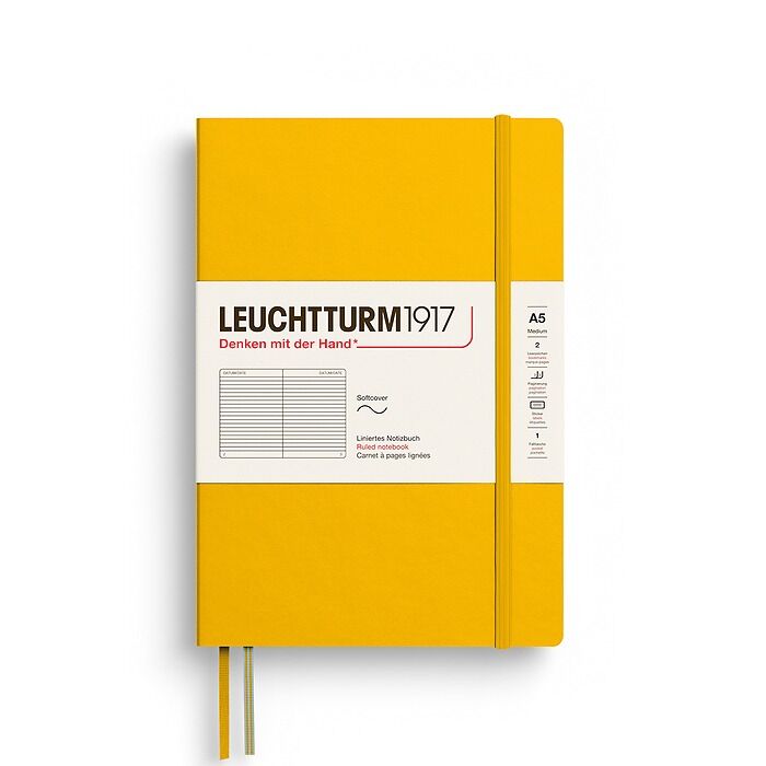 Leuchtturm1917 Not Defteri Orta Boy (A5), Yumuşak Kapak, 121 Numaralandırılmış Sayfa, Ayçiçeği - Çizgili