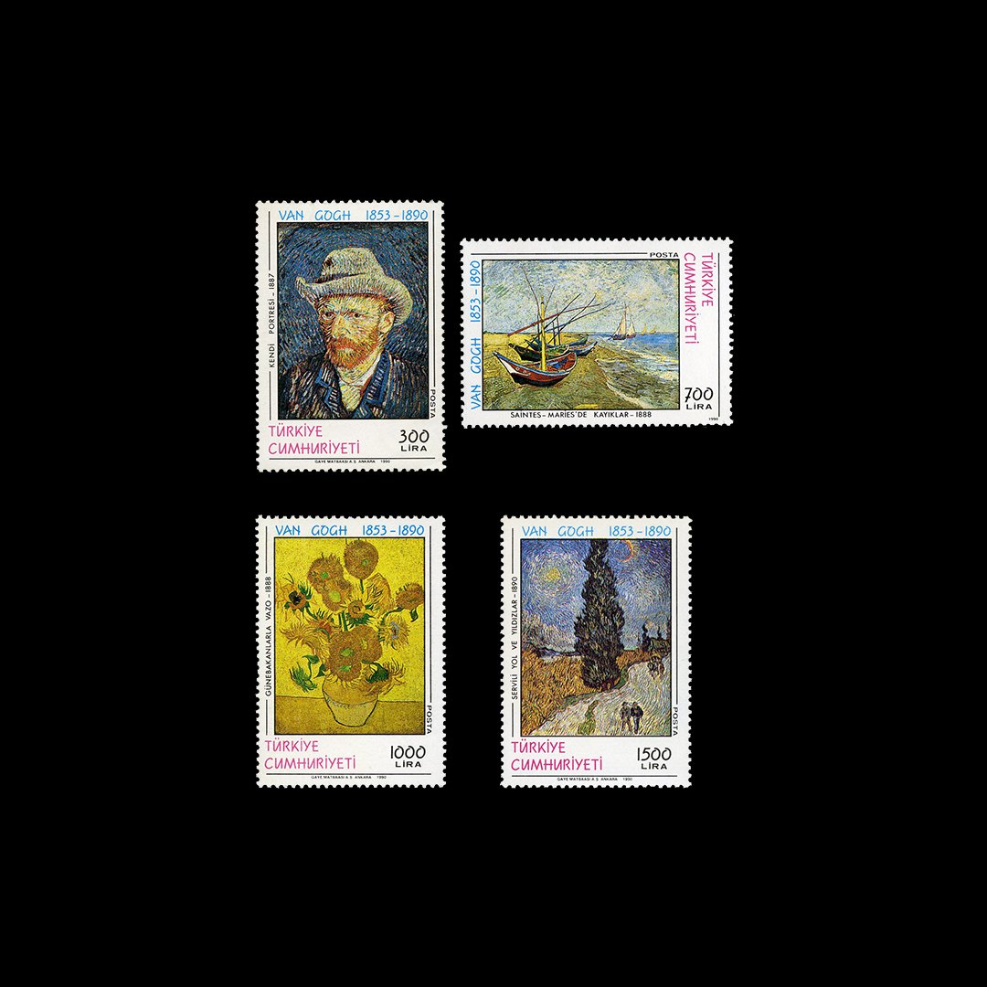 The 100th Anniversary of Van Gogh's Death (July 29, 1990) - Republic of Turkey Stamp Collection